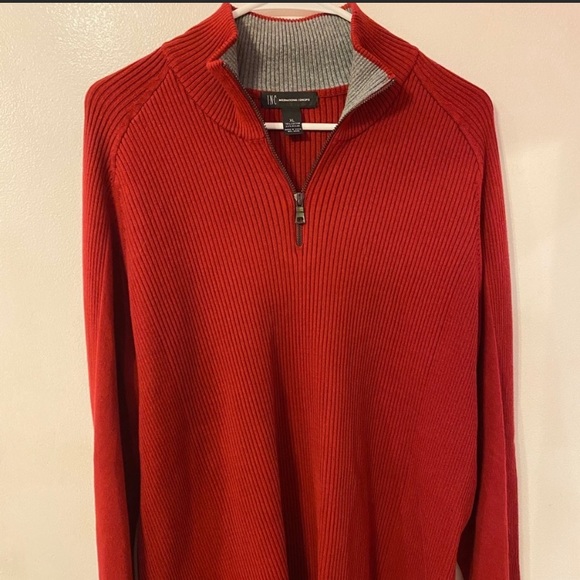 INC 1/4 Zip Red Sweater - Picture 2 of 6